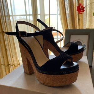 Jimmy Choo Naylor Textured Leather & Cork Platform Sandals EUR 39.5